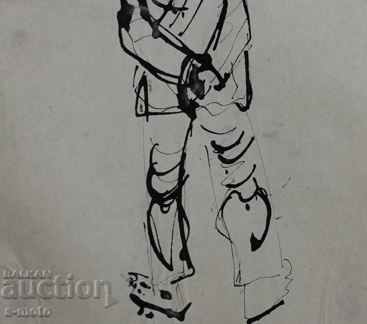 Стара рисунка туш, портрет на мъж, средата на 20 - ти век - 7 Стара рисунка туш, портрет на мъж, средата на 20 - ти век - 7