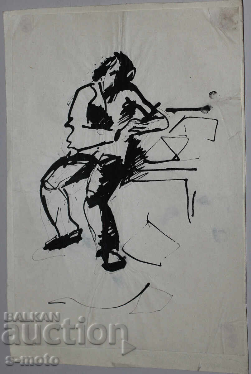 Δημοπρασία Παλιά μελάνη, πορτρέτο άνδρα, μέσα 20ου αιώνα