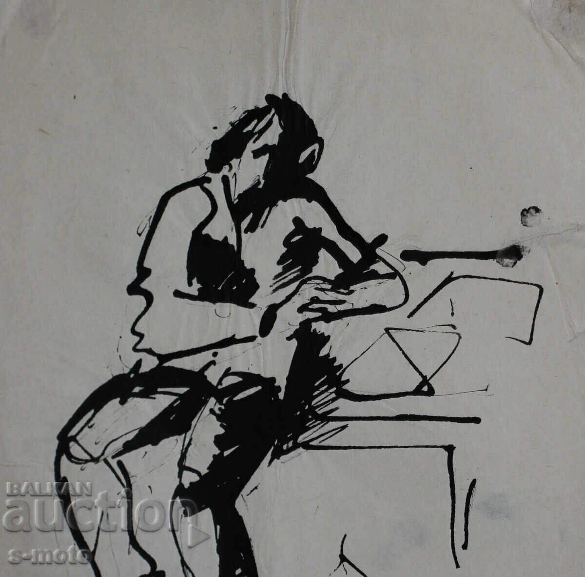 Παράδοση Παλιά μελάνη, πορτρέτο άνδρα, μέσα 20ου αιώνα