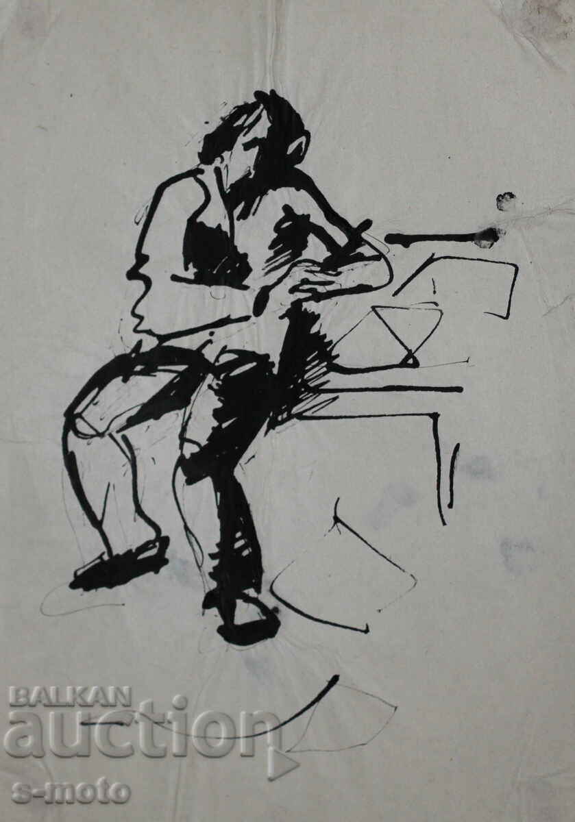 Παλιά μελάνη, πορτρέτο άνδρα, μέσα 20ου αιώνα