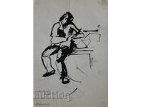 Παλιά μελάνη, πορτρέτο άνδρα, μέσα 20ου αιώνα