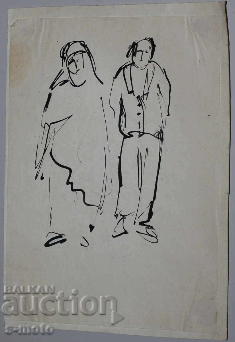 Аукцион Стара рисунка туш, фигури, средата на 20 - ти век Аукцион Стара рисунка туш, фигури, средата на 20 - ти век