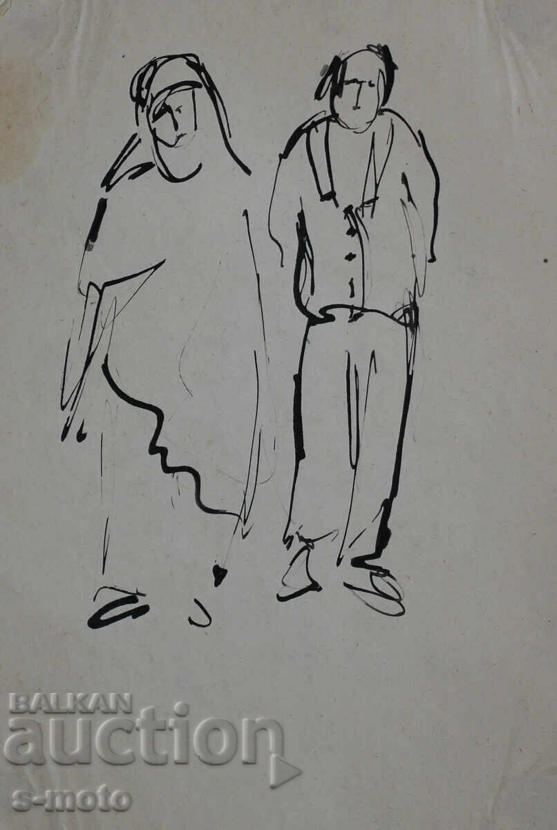 Стара рисунка туш, фигури, средата на 20 - ти век Стара рисунка туш, фигури, средата на 20 - ти век