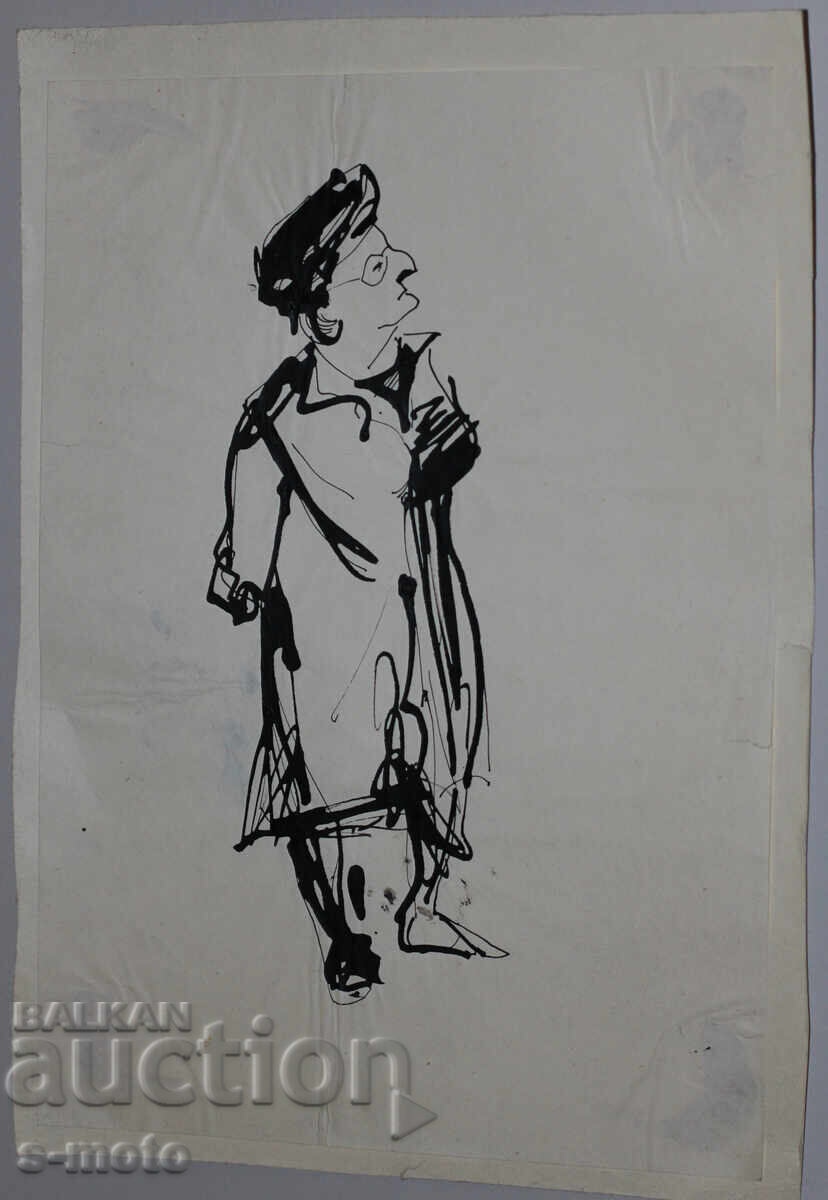 Auction Old ink drawing, portrait of a woman, mid-20th century Auction Old ink drawing, portrait of a woman, mid-20th century