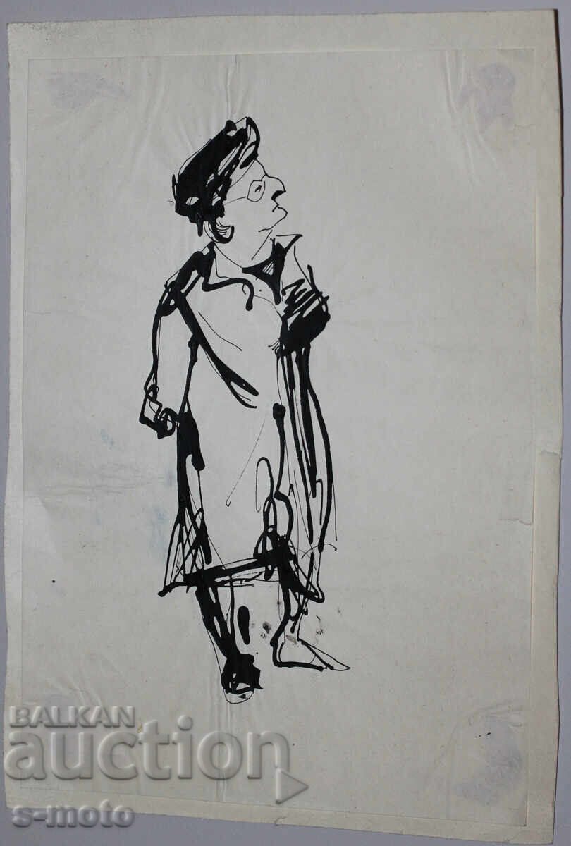 Delivery of Old ink drawing, portrait of a woman, mid-20th century Delivery of Old ink drawing, portrait of a woman, mid-20th century
