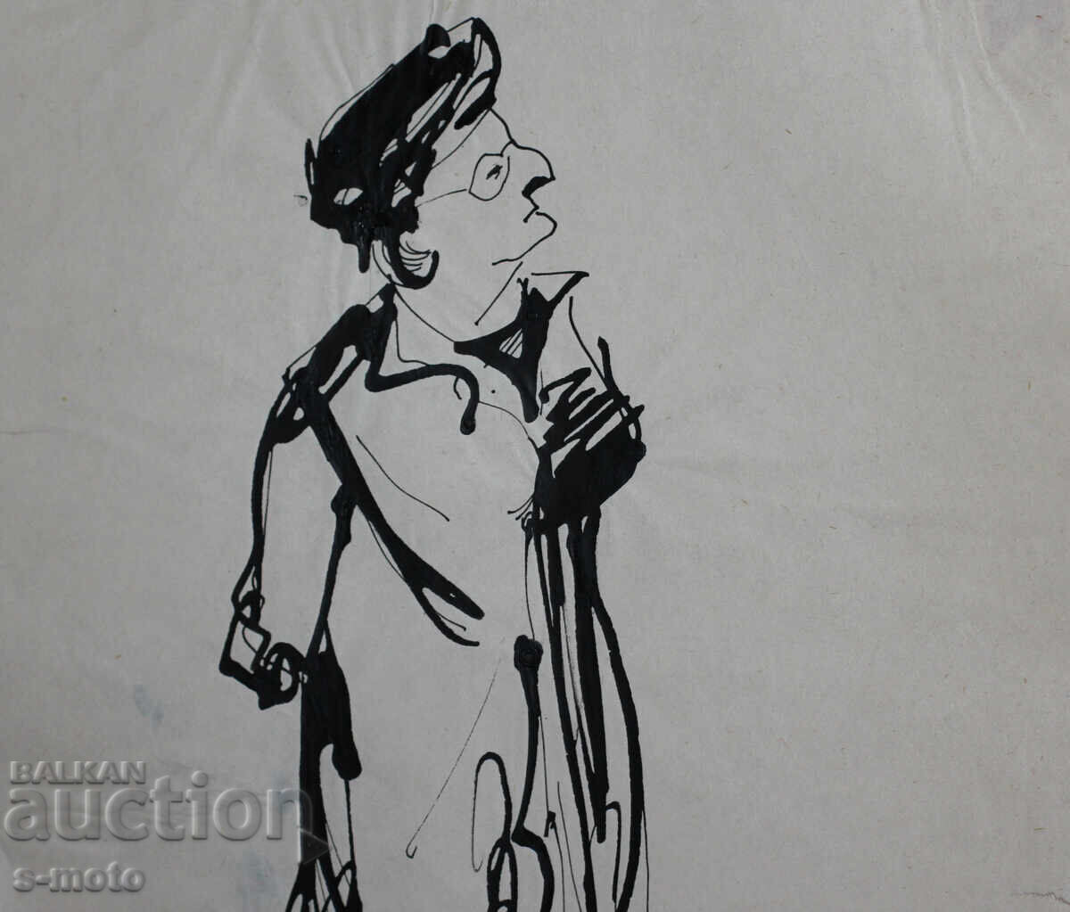 Old ink drawing, portrait of a woman, mid-20th century - 6 Old ink drawing, portrait of a woman, mid-20th century - 6