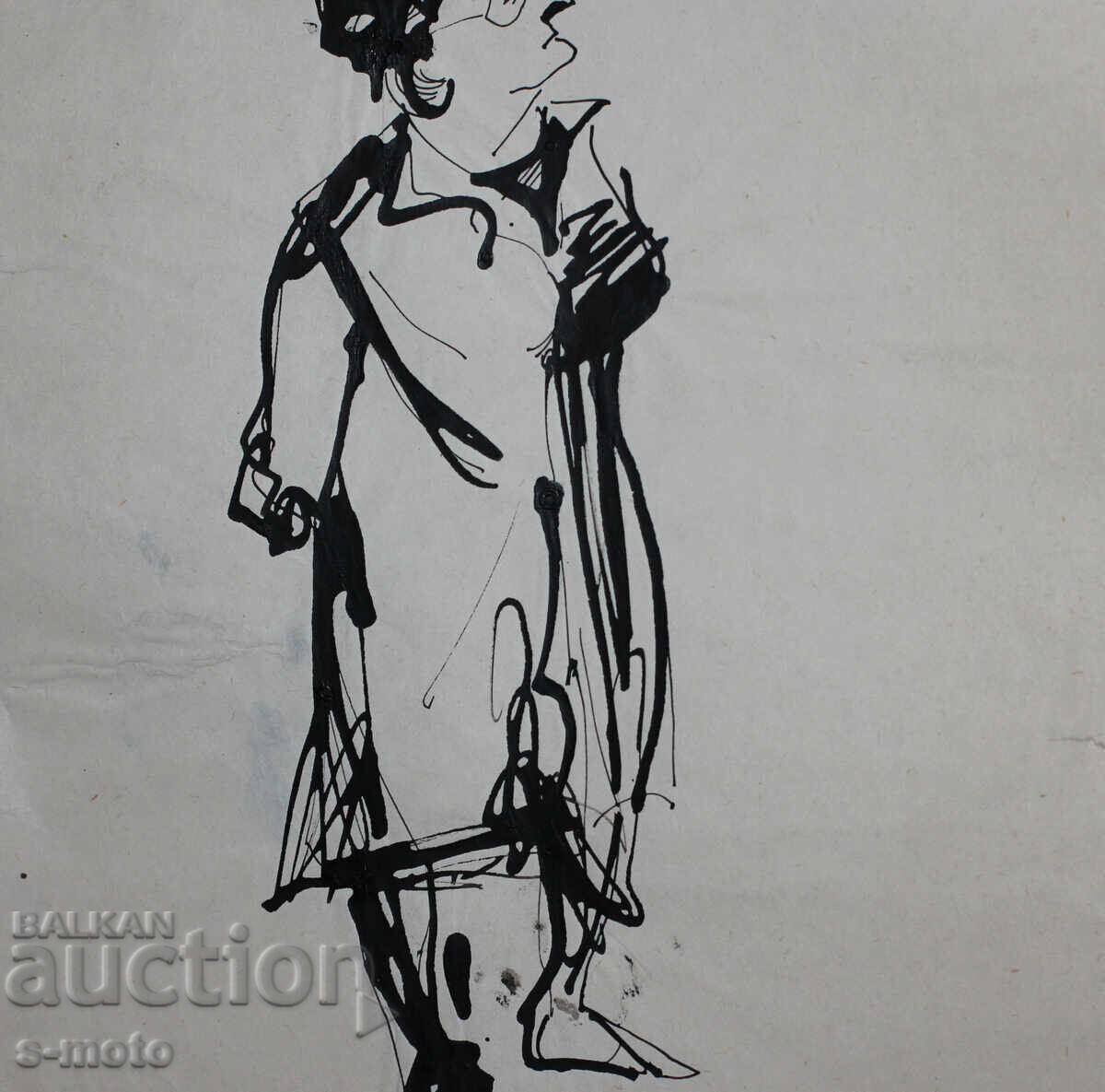 Old ink drawing, portrait of a woman, mid-20th century - 7 Old ink drawing, portrait of a woman, mid-20th century - 7