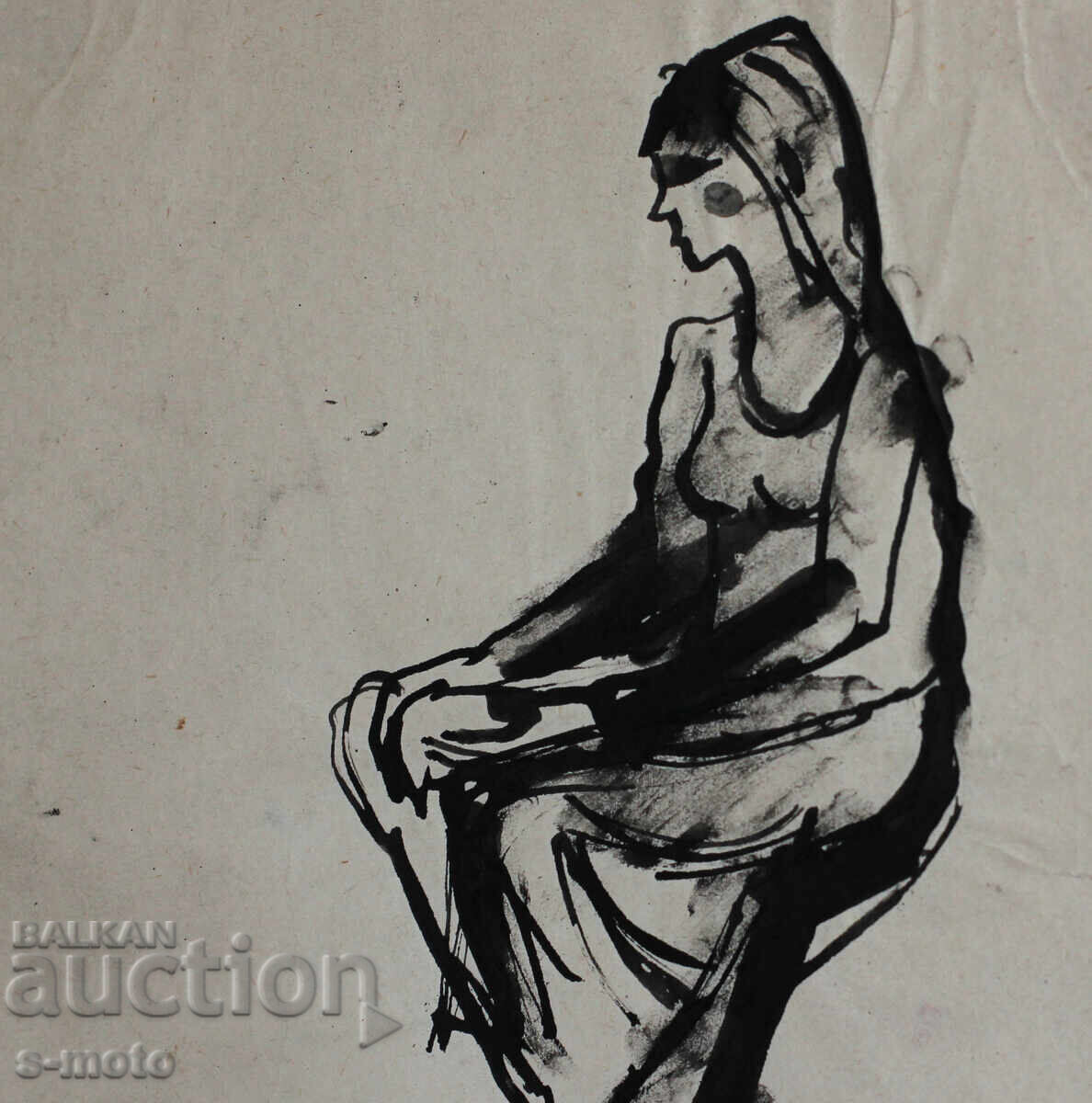 Стара рисунка туш, портрет на жена, средата на 20 - ти век - 5