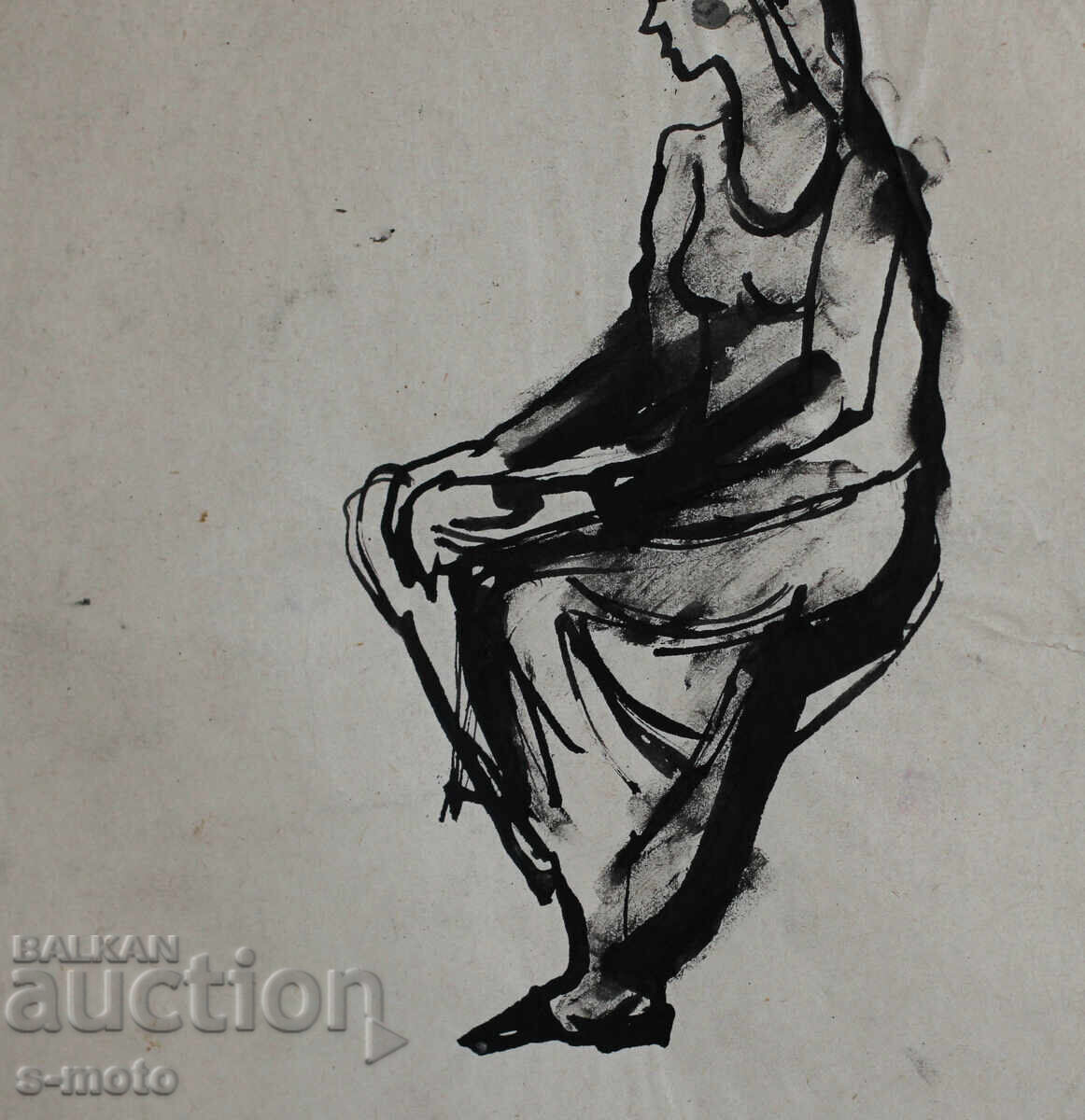 Стара рисунка туш, портрет на жена, средата на 20 - ти век - 6