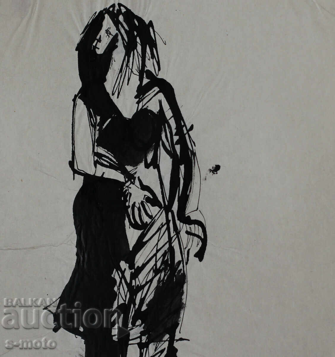 Стара рисунка туш, портрет на жена, средата на 20 - ти век - 5