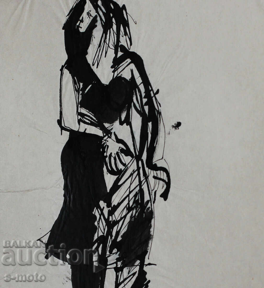 Стара рисунка туш, портрет на жена, средата на 20 - ти век - 6