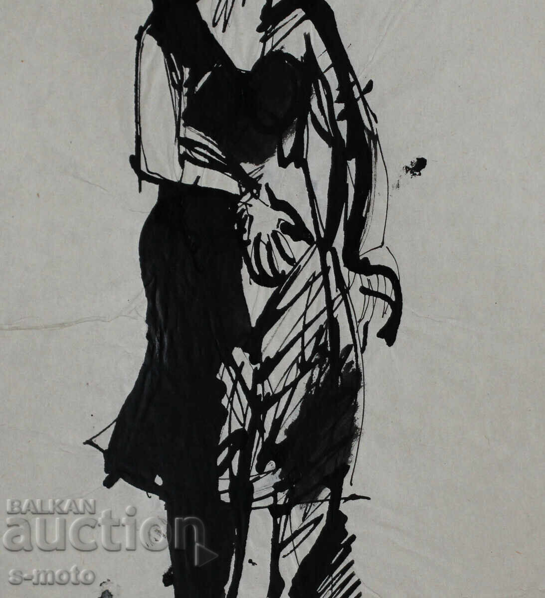 Стара рисунка туш, портрет на жена, средата на 20 - ти век - 7