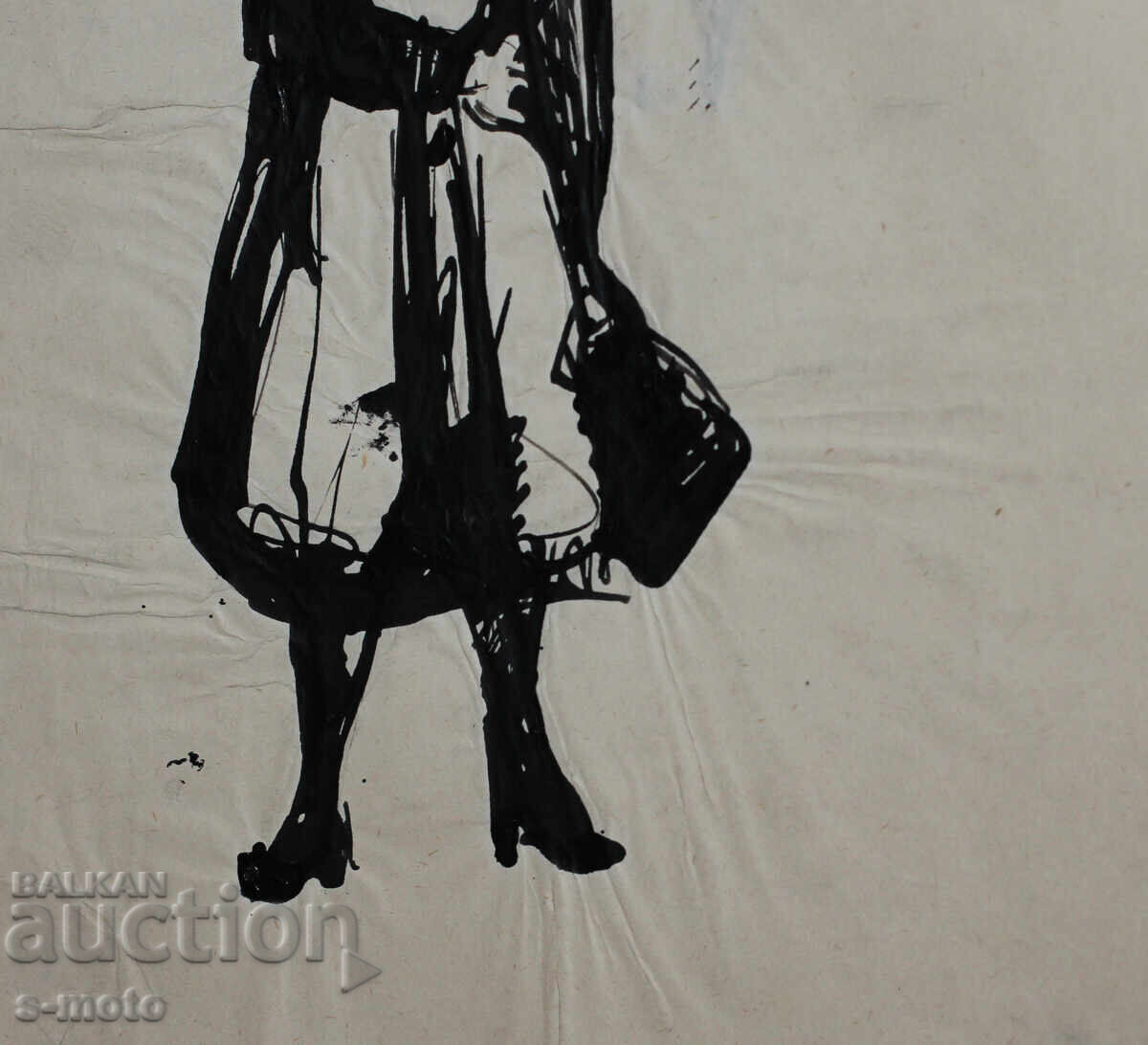 Old ink drawing, portrait of a woman, mid-20th century - 7