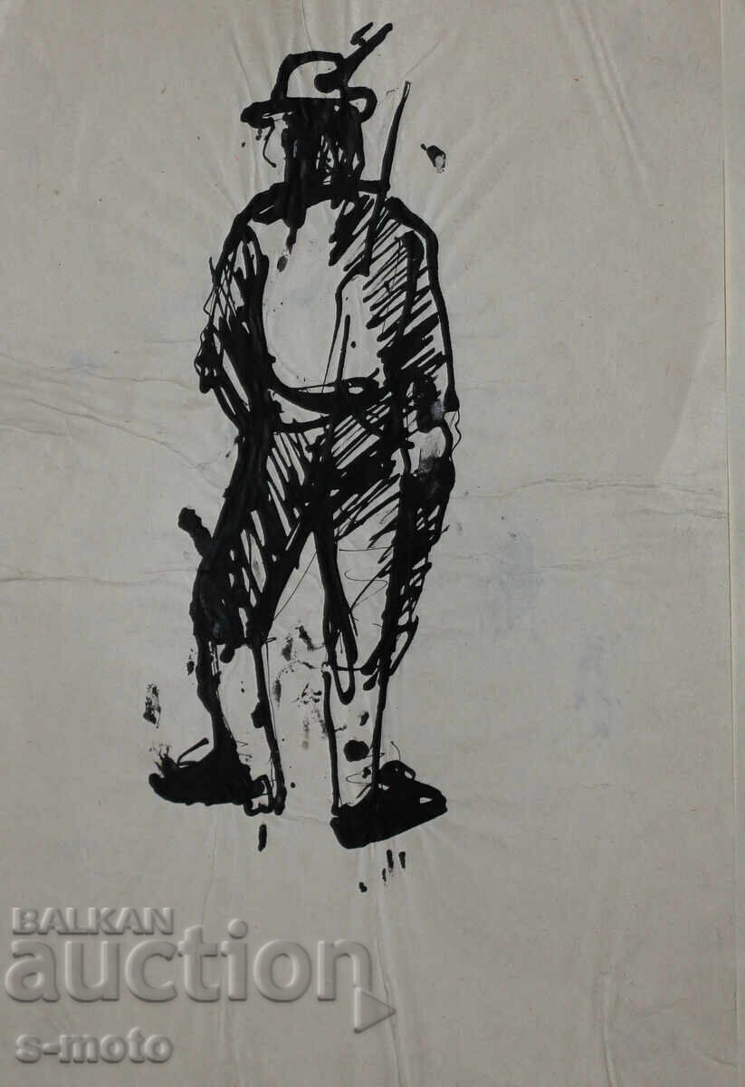 Παλιά μελάνη, πορτρέτο άνδρα, μέσα 20ου αιώνα με τιμή 180.00 BGN | € 92.03