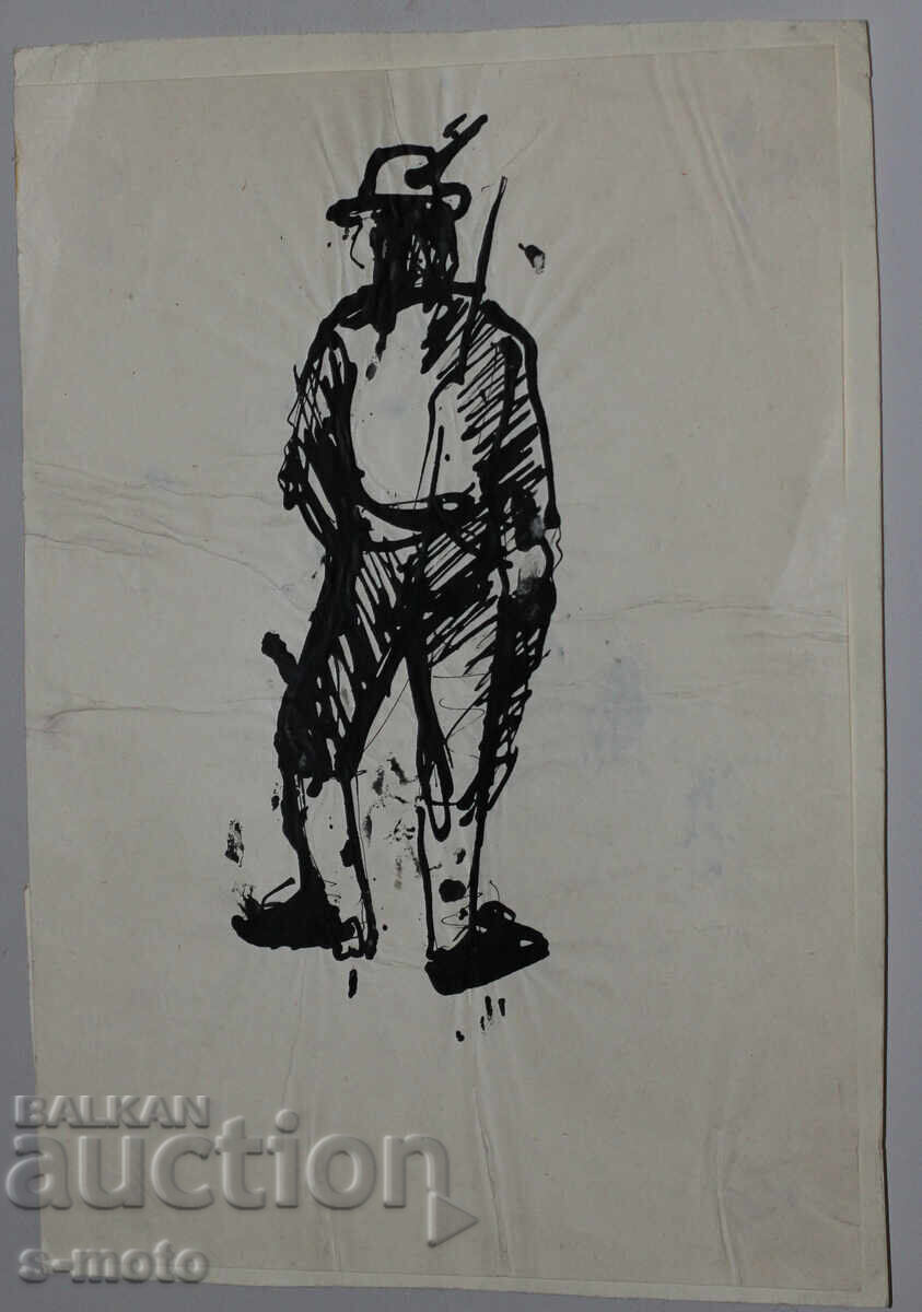 Δημοπρασία Παλιά μελάνη, πορτρέτο άνδρα, μέσα 20ου αιώνα