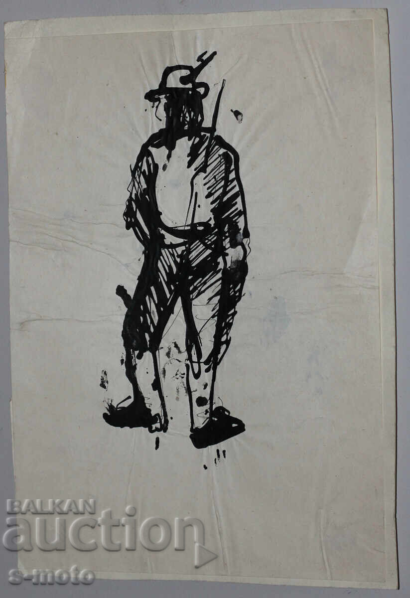 Παράδοση Παλιά μελάνη, πορτρέτο άνδρα, μέσα 20ου αιώνα