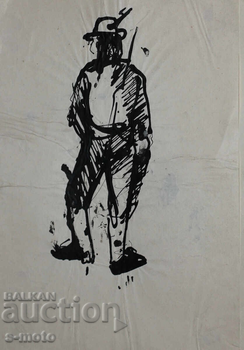 Παλιά μελάνη, πορτρέτο άνδρα, μέσα 20ου αιώνα