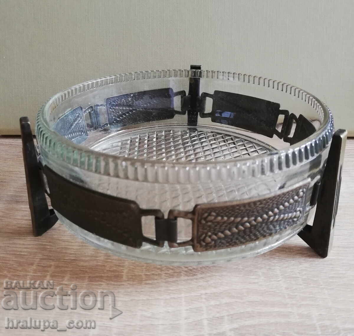 Βίντατζ μπομπονιέρα από γυαλί και μεταλλικά εξαρτήματα