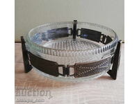 Bombonieră vintage din sticlă și accesorii metalice