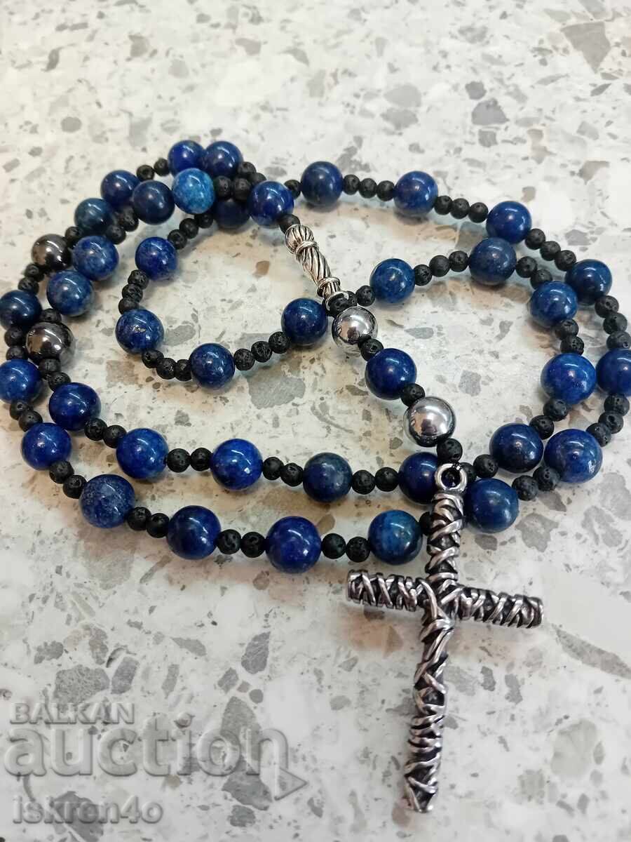 Livrarea Răstignire, Colier, Colier Bărbați Hematit/Lapis Lazuli Livrarea Răstignire, Colier, Colier Bărbați Hematit/Lapis Lazuli