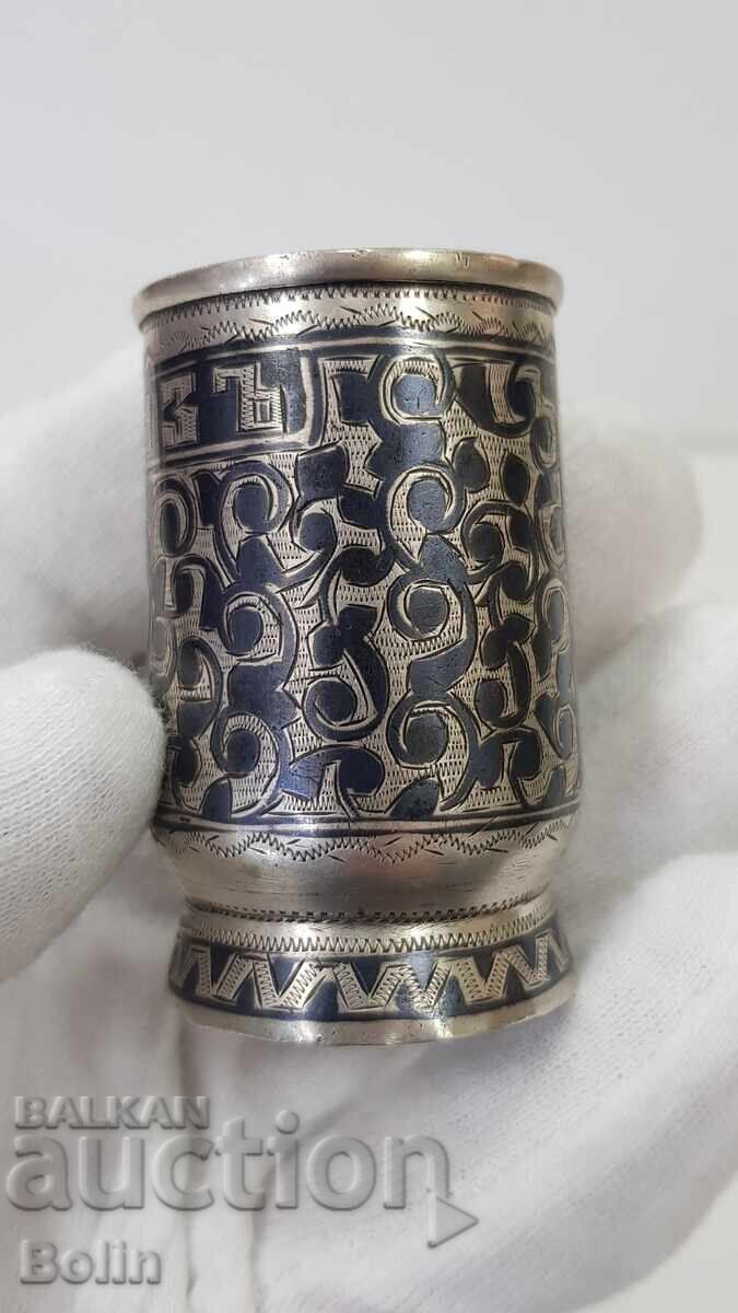 Rare Russian Imperial Silver Vodka Cup "Caucasus" 84 pr - 5