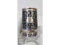 Rară ceșcuță rusească țaristă de argint pentru vodcă Kavkazŭ 84 pr