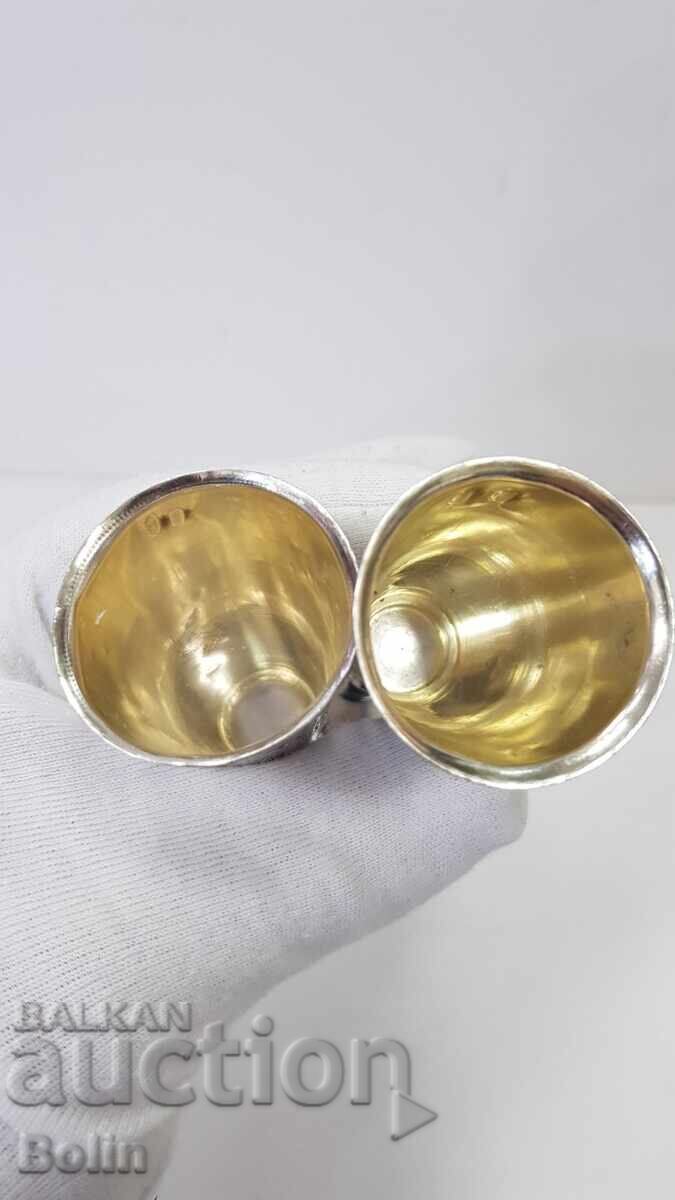 Δημοπρασία 2 τμχ. ασημένια ρωσικά τσαρικά φλιτζάνια φλιτζάνι για βότκα 84 πρ Δημοπρασία 2 τμχ. ασημένια ρωσικά τσαρικά φλιτζάνια φλιτζάνι για βότκα 84 πρ