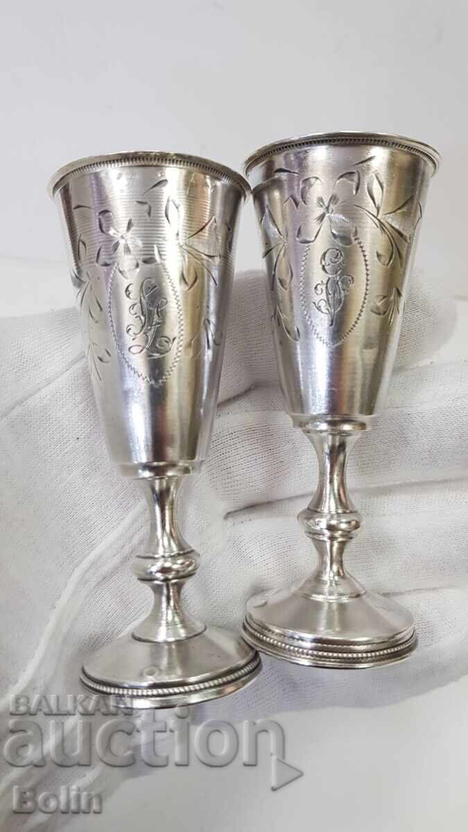 2 τμχ. ασημένια ρωσικά τσαρικά φλιτζάνια φλιτζάνι για βότκα 84 πρ 2 τμχ. ασημένια ρωσικά τσαρικά φλιτζάνια φλιτζάνι για βότκα 84 πρ