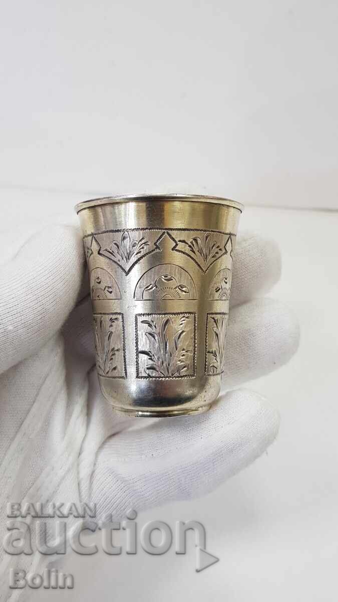 Рядка руска сребърна позлатена чашка за водка 84пр. В.С 1883 - 5 Рядка руска сребърна позлатена чашка за водка 84пр. В.С 1883 - 5