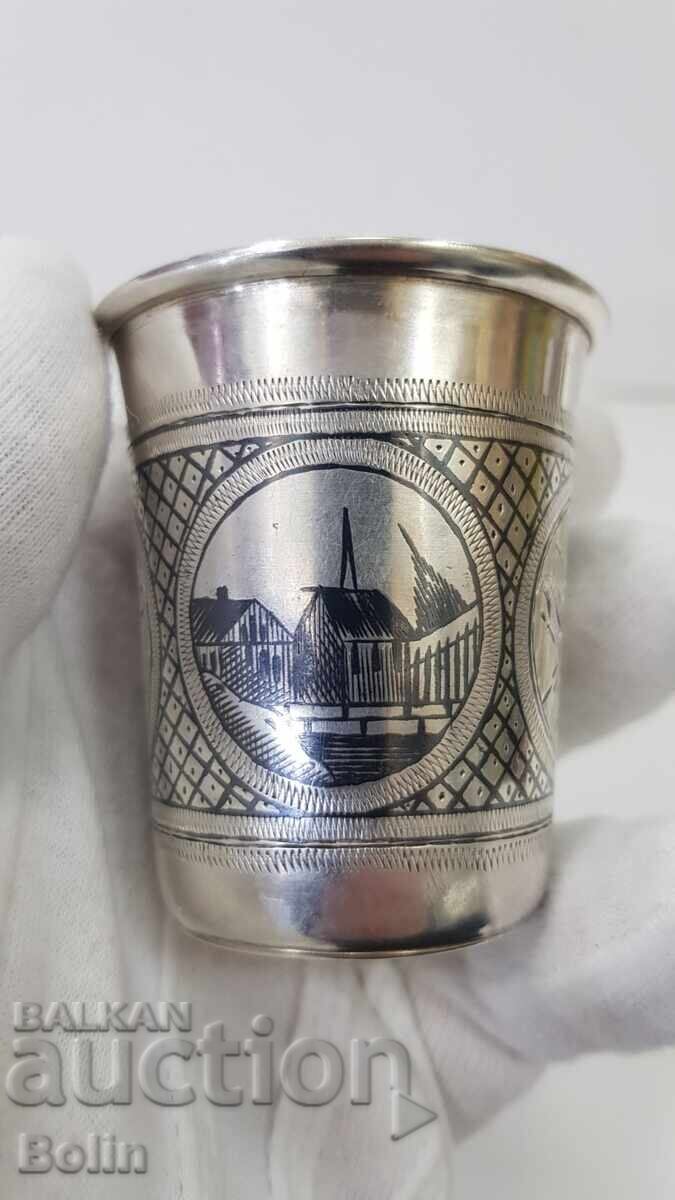 Rară cească de argint rusească țaristă pentru vodcă 84pr. VS. 1873 - 5 Rară cească de argint rusească țaristă pentru vodcă 84pr. VS. 1873 - 5