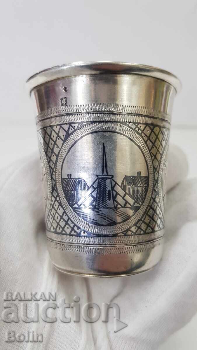 Rară cească de argint rusească țaristă pentru vodcă 84pr. VS. 1873 Rară cească de argint rusească țaristă pentru vodcă 84pr. VS. 1873