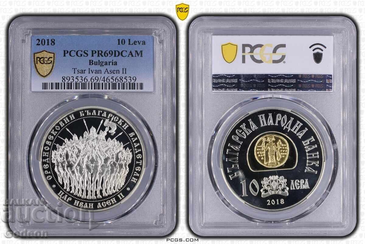 10 Leva 2018 PCGS PR69DCAM Țar Ivan Asen al II-lea 10 Leva 2018 PCGS PR69DCAM Țar Ivan Asen al II-lea