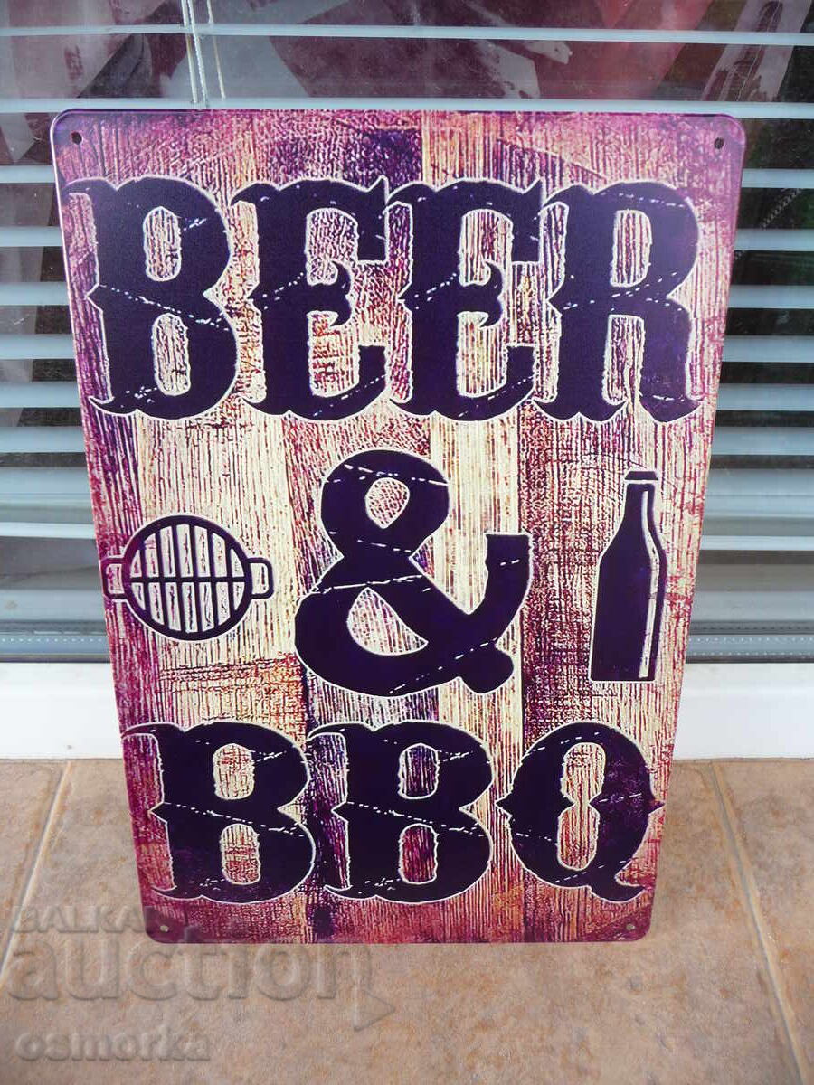 Μεταλλική πινακίδα Μπύρα Μπάρμπεκιου σχάρα κρέας λαχανικά πάρτι κεμπάπ Μεταλλική πινακίδα Μπύρα Μπάρμπεκιου σχάρα κρέας λαχανικά πάρτι κεμπάπ