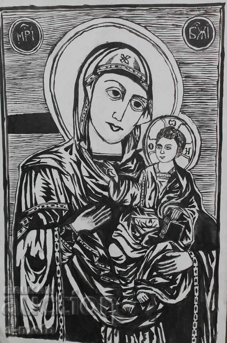 Графика, дърворез, Дева Мария с Младенеца с цена 240.00 лв. | € 122.71 Графика, дърворез, Дева Мария с Младенеца с цена 240.00 лв. | € 122.71