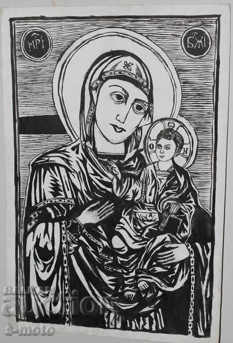 Аукцион Графика, дърворез, Дева Мария с Младенеца Аукцион Графика, дърворез, Дева Мария с Младенеца