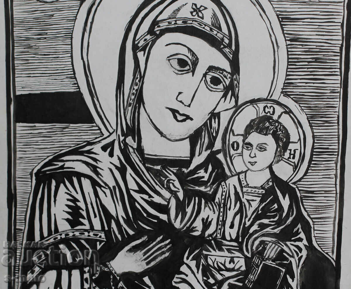 Графика, дърворез, Дева Мария с Младенеца - 5 Графика, дърворез, Дева Мария с Младенеца - 5