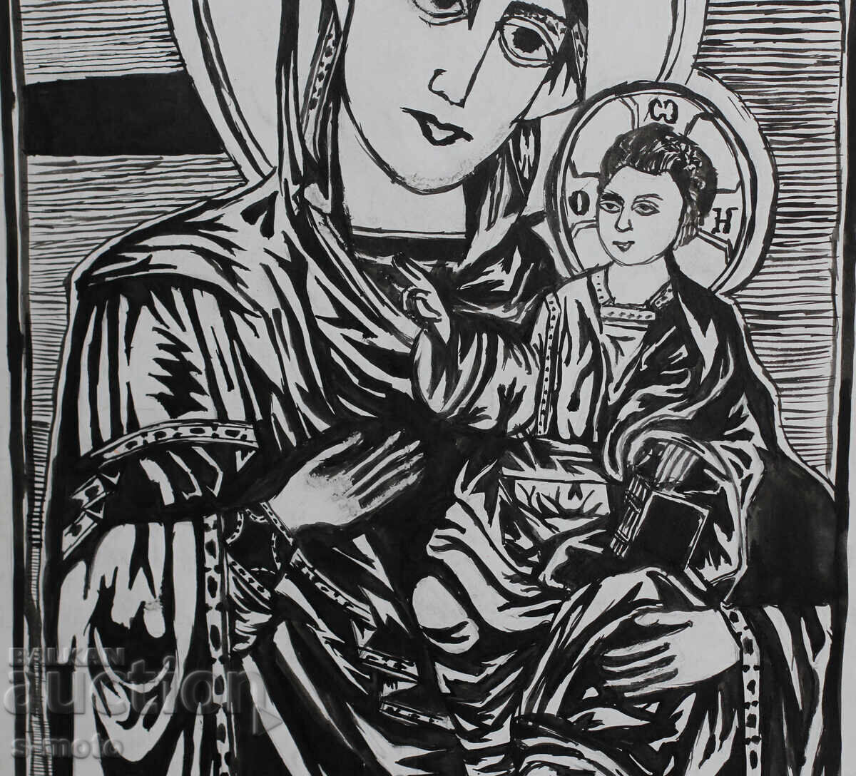 Графика, дърворез, Дева Мария с Младенеца - 6 Графика, дърворез, Дева Мария с Младенеца - 6