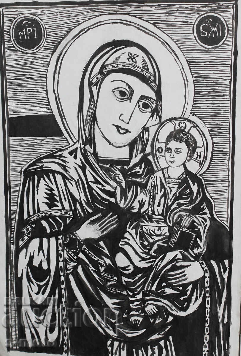 Графика, дърворез, Дева Мария с Младенеца Графика, дърворез, Дева Мария с Младенеца