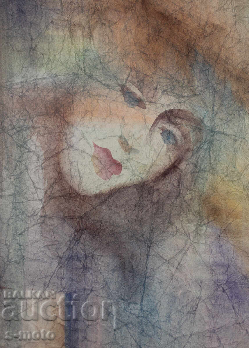 Tablou acuarelă portret feminin cu preț 250.00 BGN | € 127.82 Tablou acuarelă portret feminin cu preț 250.00 BGN | € 127.82