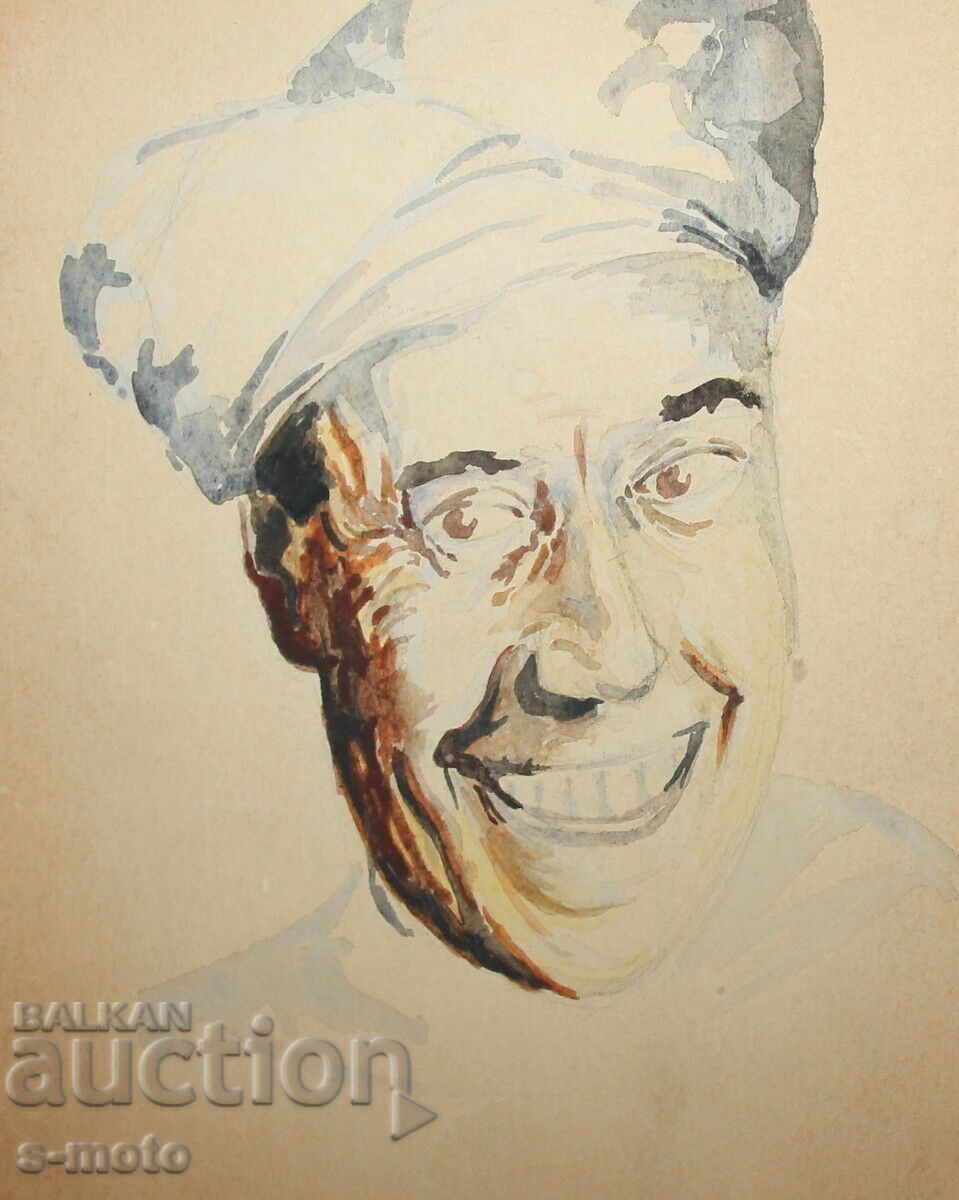 Livrarea Tablou vechi acuarelă portret