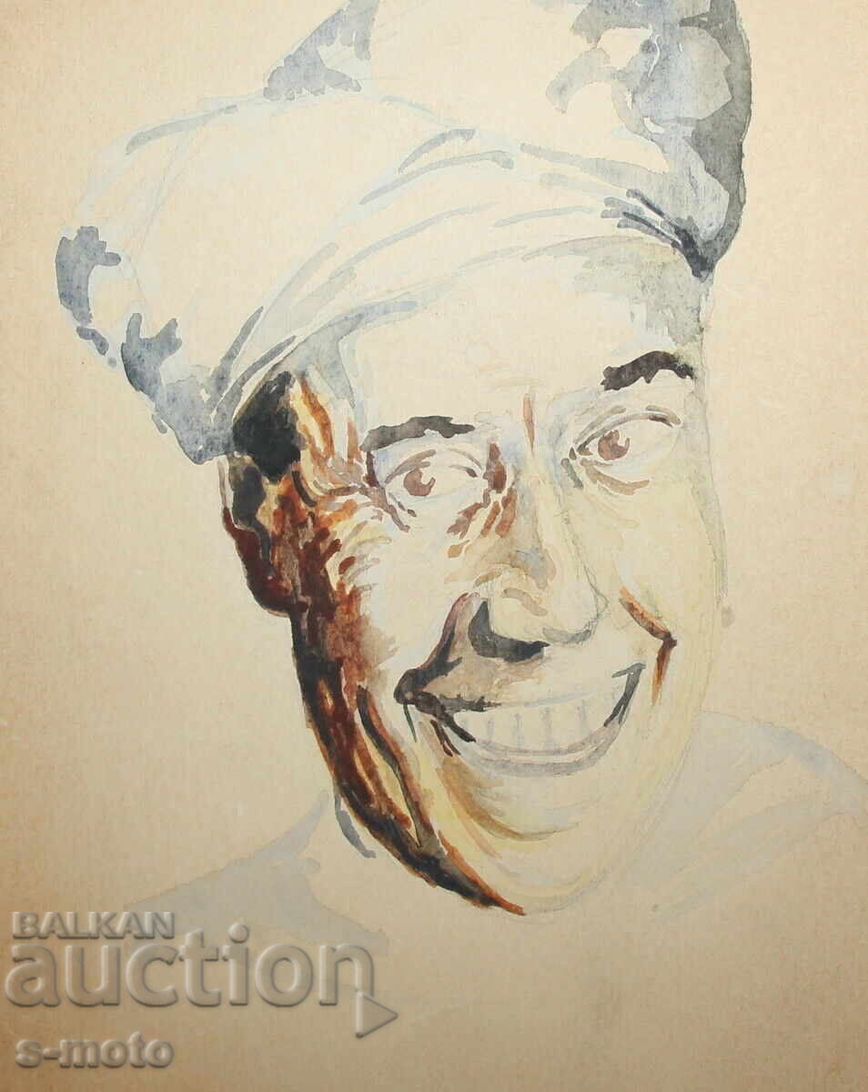 Tablou vechi acuarelă portret