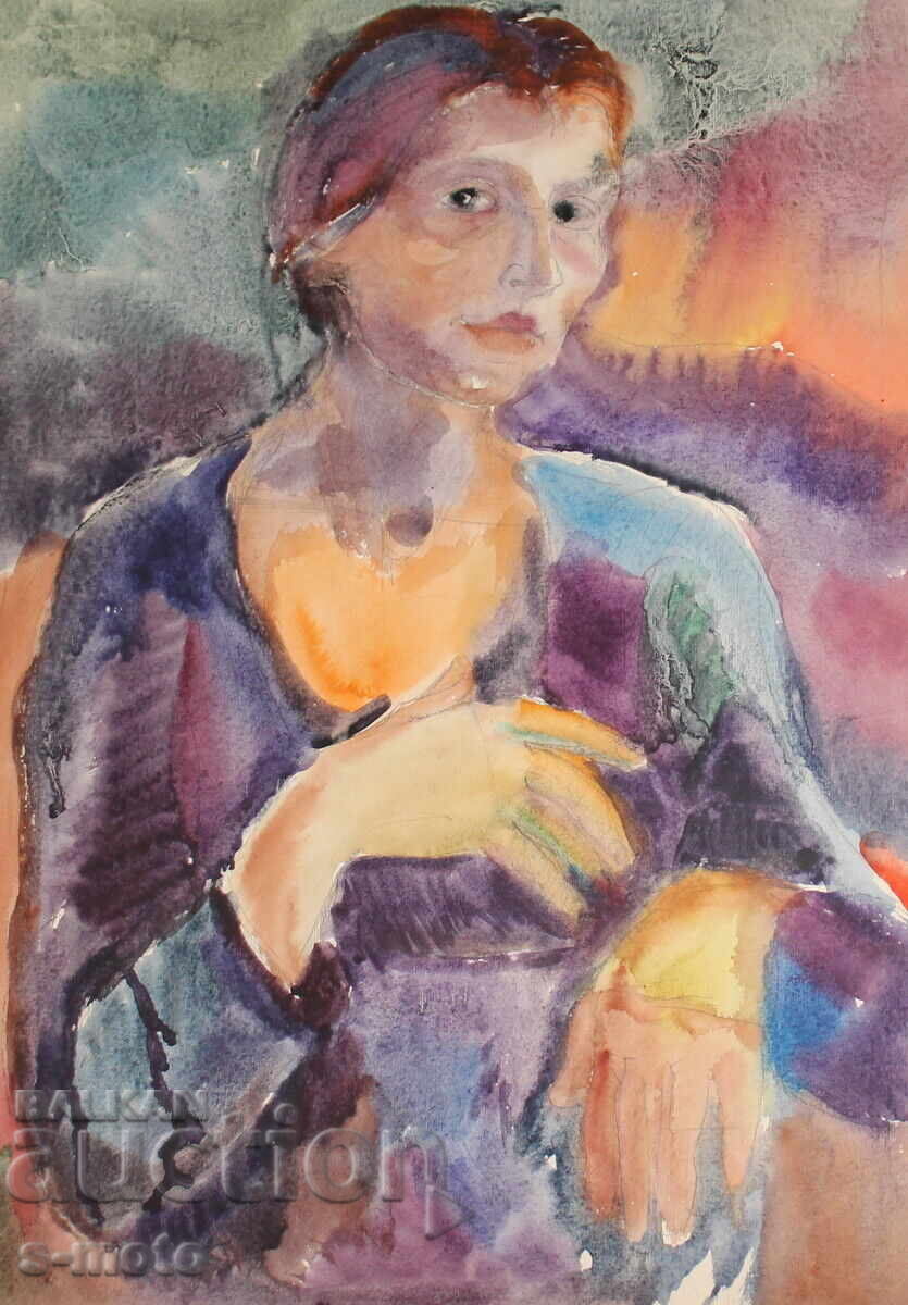 Δημοπρασία Έργο ζωγραφικής με ακουαρέλα, γυναικείο πορτρέτο Δημοπρασία Έργο ζωγραφικής με ακουαρέλα, γυναικείο πορτρέτο