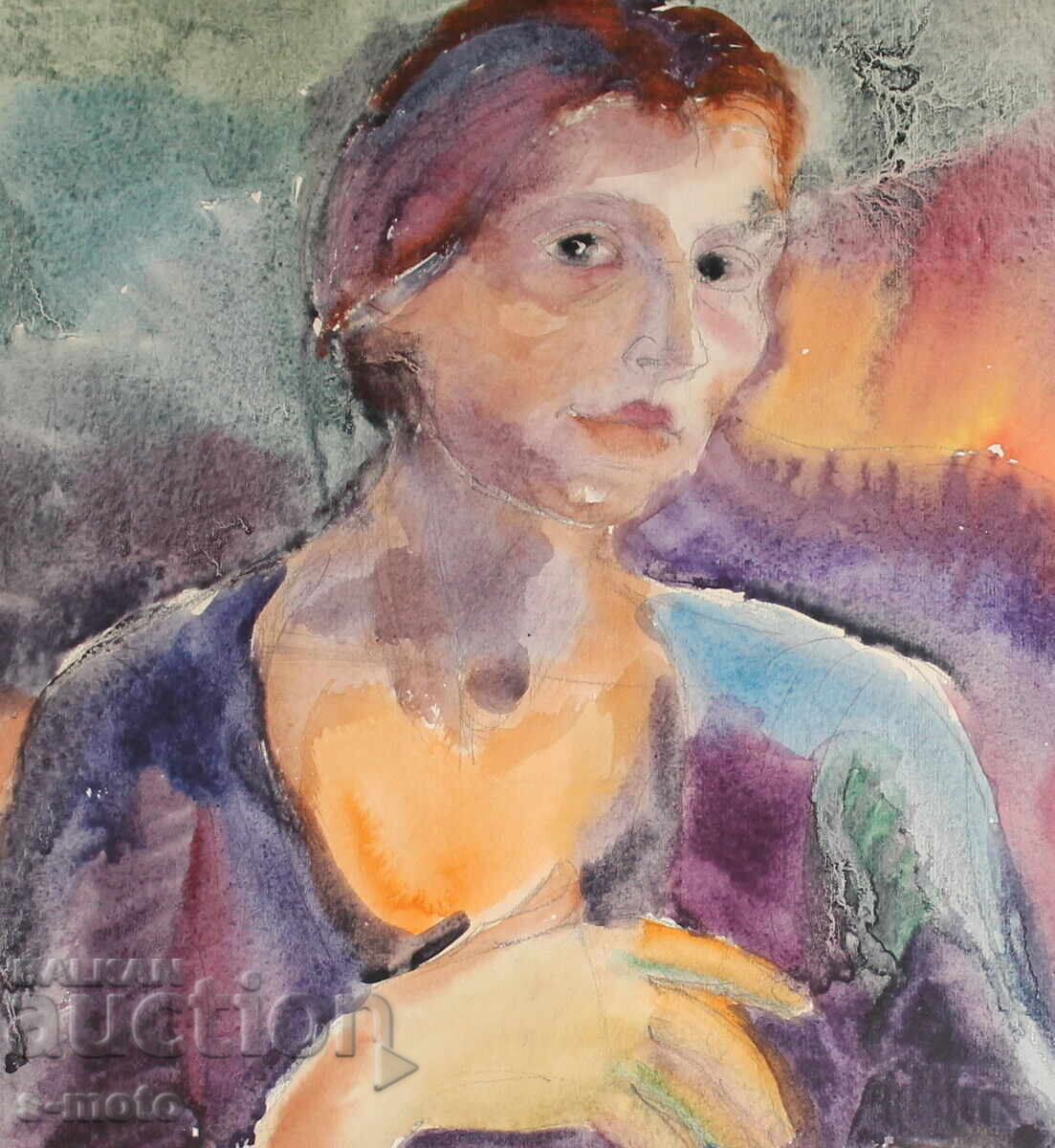 Παράδοση Έργο ζωγραφικής με ακουαρέλα, γυναικείο πορτρέτο Παράδοση Έργο ζωγραφικής με ακουαρέλα, γυναικείο πορτρέτο