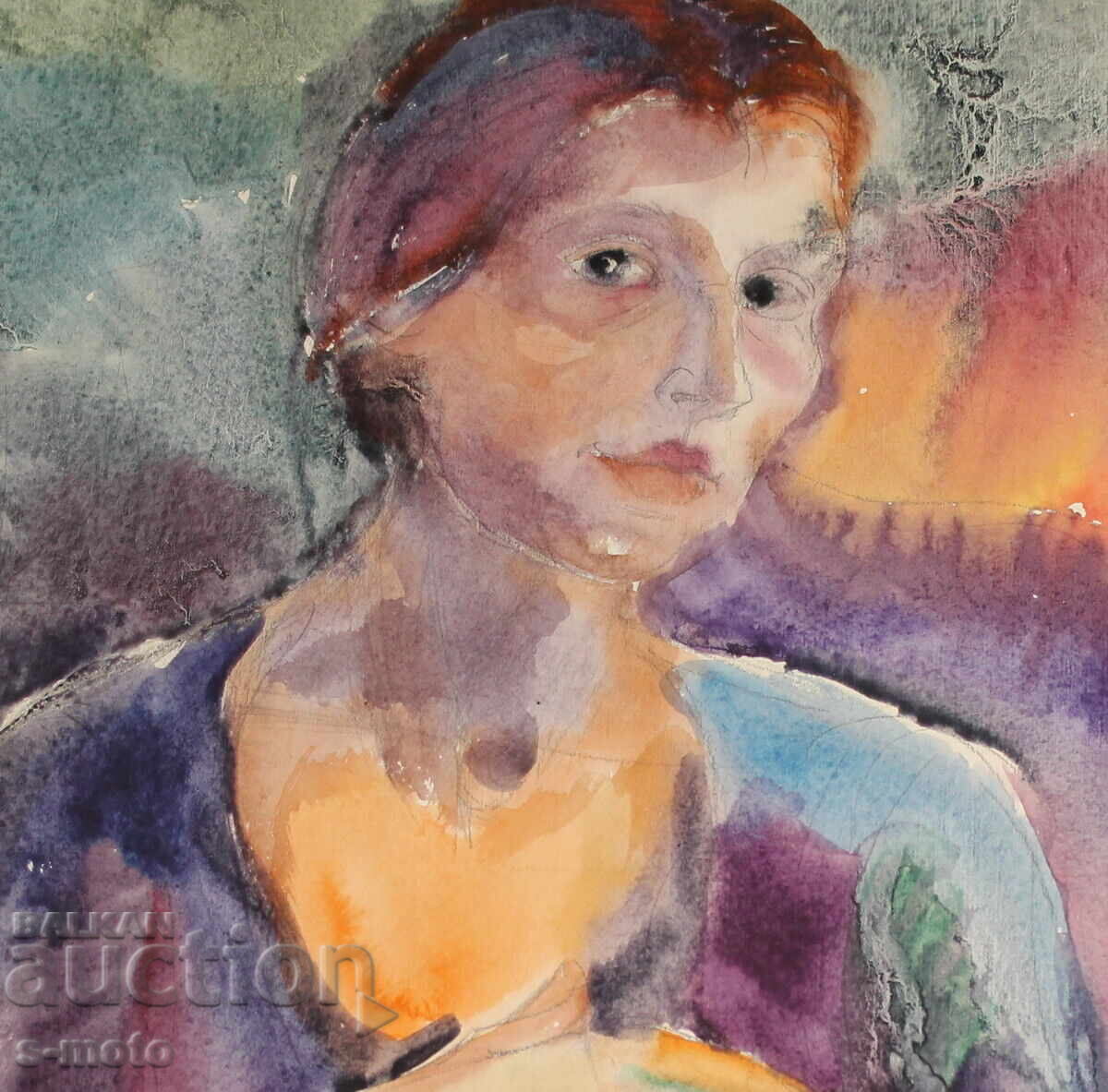 Έργο ζωγραφικής με ακουαρέλα, γυναικείο πορτρέτο - 5 Έργο ζωγραφικής με ακουαρέλα, γυναικείο πορτρέτο - 5