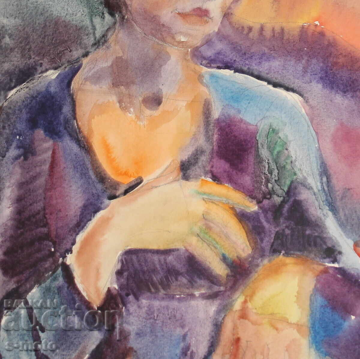 Έργο ζωγραφικής με ακουαρέλα, γυναικείο πορτρέτο - 6 Έργο ζωγραφικής με ακουαρέλα, γυναικείο πορτρέτο - 6