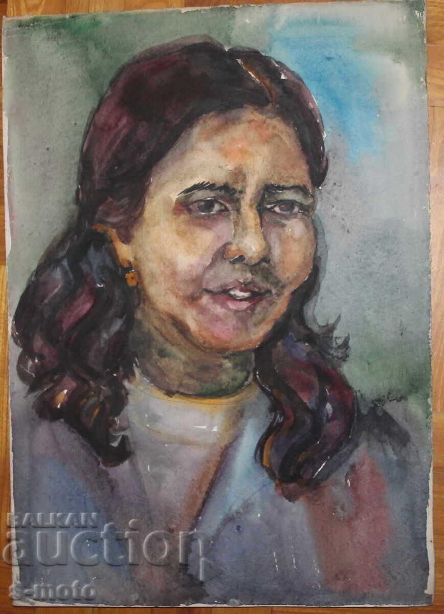 Аукцион Kартина акварел портрет на жена Аукцион Kартина акварел портрет на жена