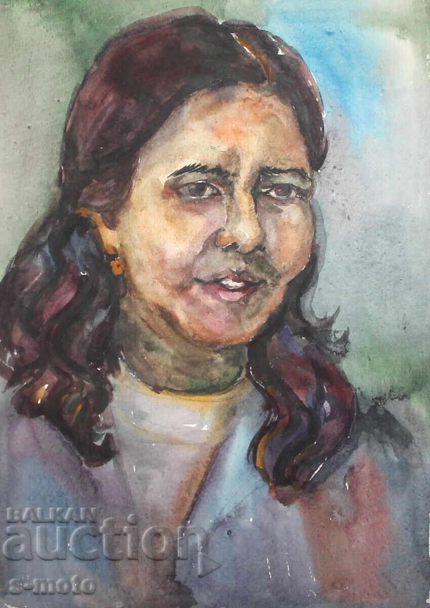 Kартина акварел портрет на жена Kартина акварел портрет на жена