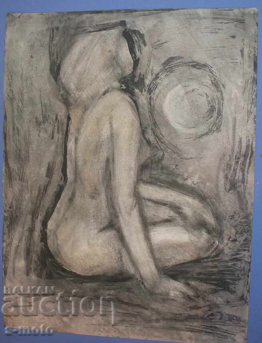 Δημοπρασία Ακουαρέλα πορτρέτο γυναικείου γυμνού σώματος