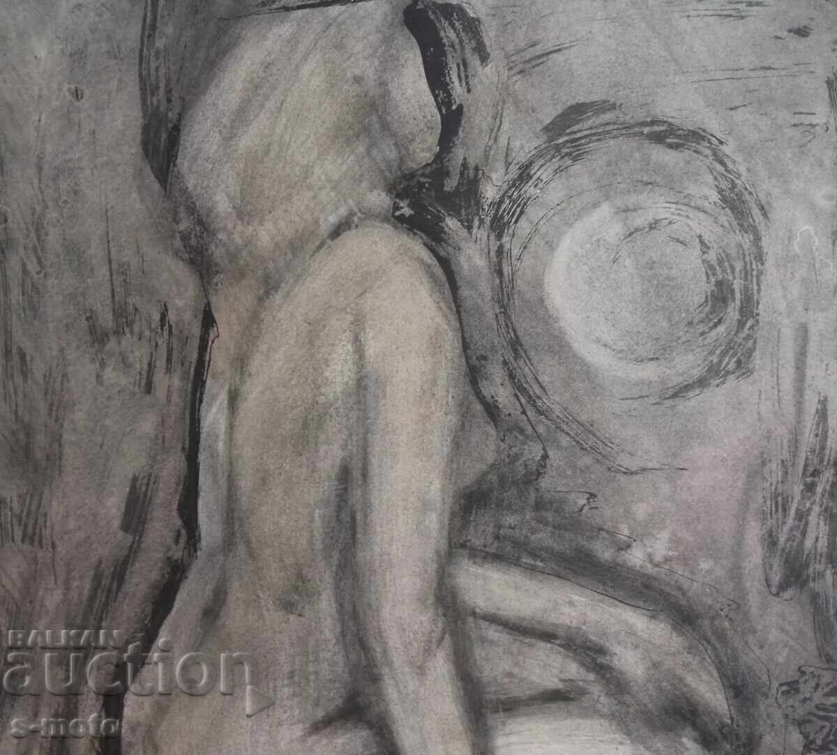 Ακουαρέλα πορτρέτο γυναικείου γυμνού σώματος - 6