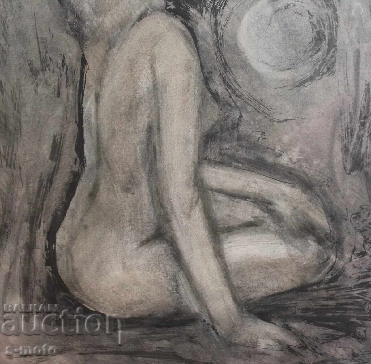 Ακουαρέλα πορτρέτο γυναικείου γυμνού σώματος - 7